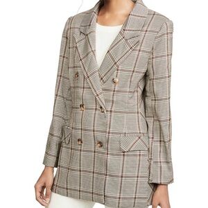Lioness Beige Plaid “The Don” Double-Breasted Blazer size small